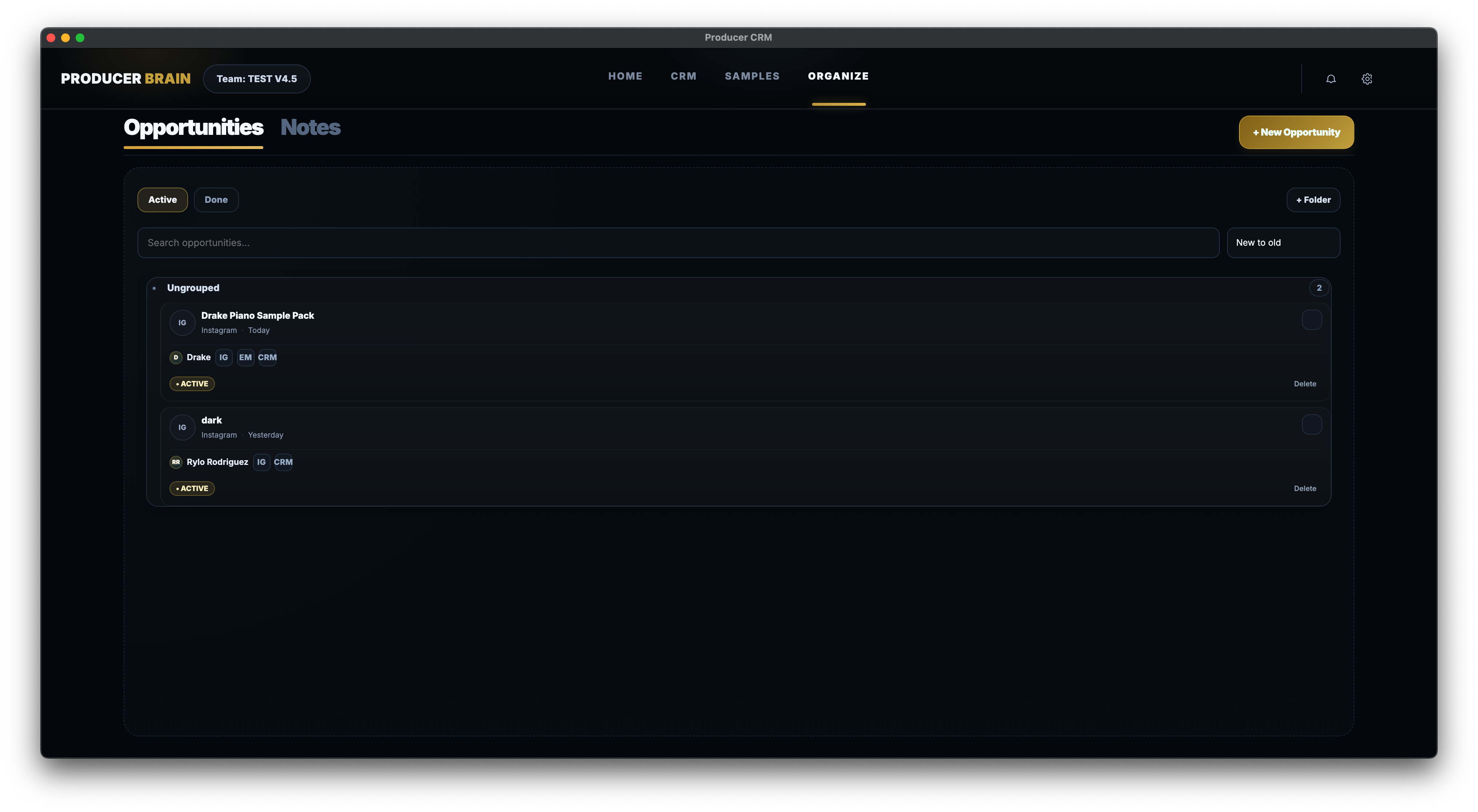 Producer Brain dashboard – placement pipeline and opportunity tracking for music producers